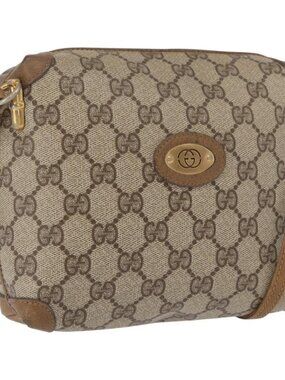 Authentic GUCCI GG Supreme Shoulder Bag PVC Beige Gold 007 115 4916
